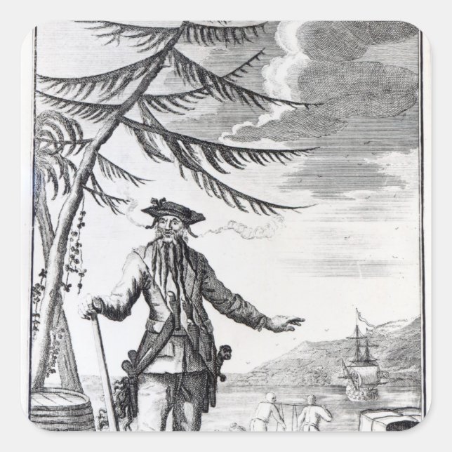Captain Teach, commonly called Blackbeard Square Sticker (Front)