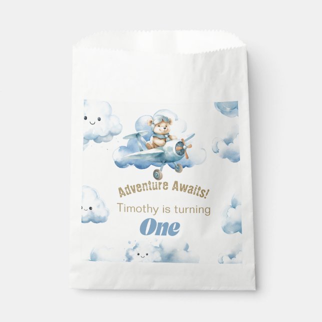 Captain Teddy's 1st Birthday Expedition Favor Bag (Front)