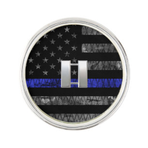 Captain Thin Blue Line Distressed Flag Lapel Pin