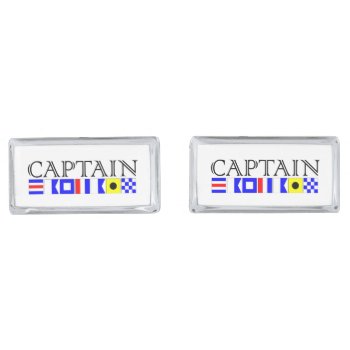 Captain Title In Nautical Signal Flags Cufflinks by CaptainShoppe at Zazzle