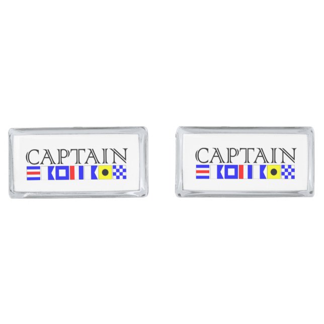 Captain Title in Nautical Signal Flags Cufflinks (Front)