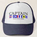 Captain Title In Nautical Signal Flags Your Name Trucker Hat at Zazzle