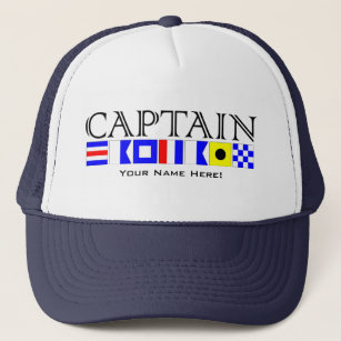 Captain Title in Nautical Signal Flags Your Name Trucker Hat