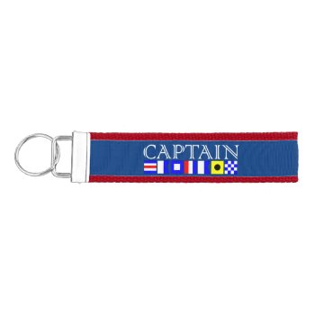 Captain Title In Nautical Signal Flags Your Name Wrist Keychain by CaptainShoppe at Zazzle