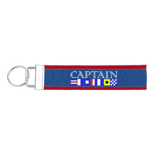 Captain Title in Nautical Signal Flags Your Name Wrist Keychain