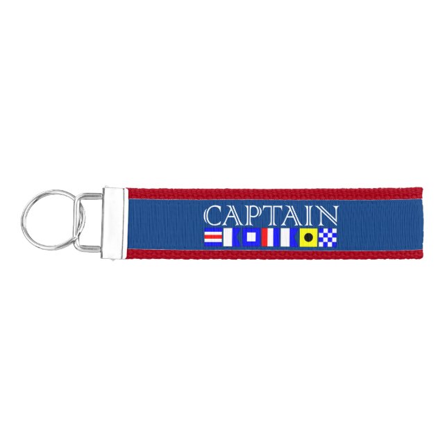 Captain Title in Nautical Signal Flags Your Name Wrist Keychain (Keys on Left)