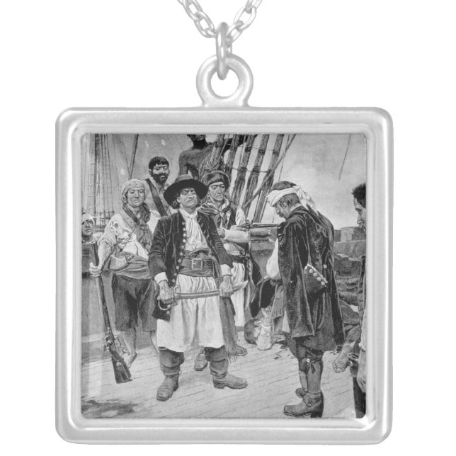 Captain Tongrelow Took the Biggest, illustration Silver Plated Necklace (Front)