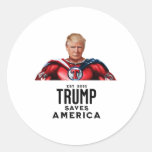Captain Trump Saves America  Classic Round Sticker