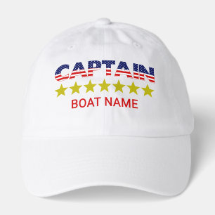 Captain USA Typography Boat Name Stars DIY Colors Hat