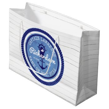Captain Vintage Nautical Rope Anchor Helm Boat Large Gift Bag by BCVintageLove at Zazzle