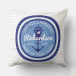 Captain Vintage Nautical Rope Anchor Helm Boat Throw Pillow at Zazzle