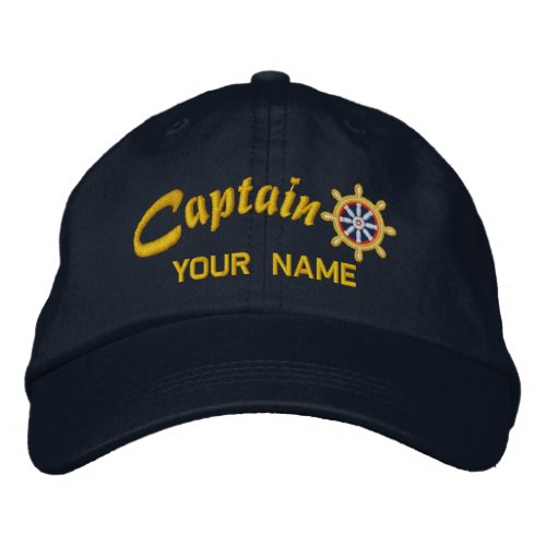 CAPTAIN Wheel Customizable Your Name Vessel Embroidered Baseball Cap