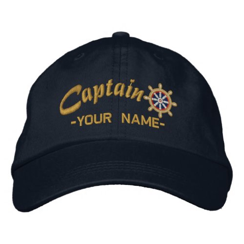 CAPTAIN Wheel Customizable Your Name Vessel Embroidered Baseball Hat