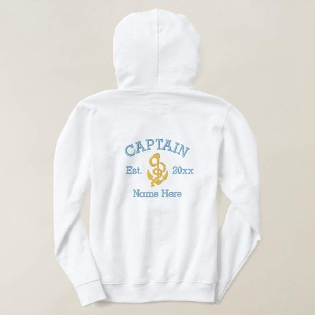 Captain - With Anchor customizable Embroidered Hoodie (Design Back)