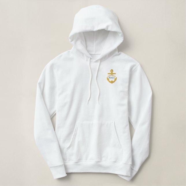 Captain - With Anchor customizable Embroidered Hoodie (Design Front)