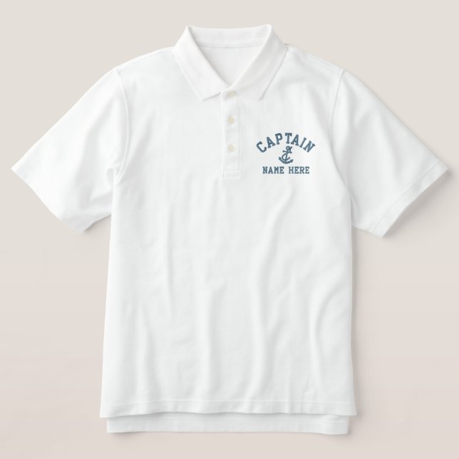 Captain - With Anchor customizable Embroidered Polo Shirt (Design Front)