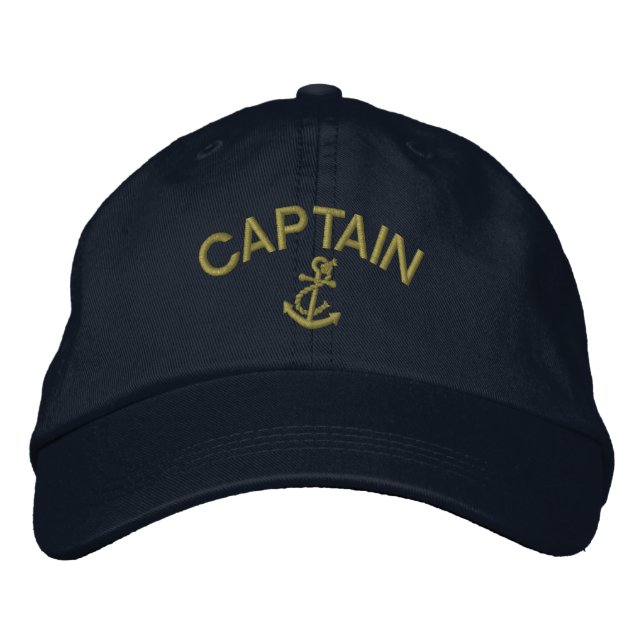Captain With Anchor Embroidered Baseball Hat (Front)