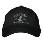 Captain With Anchor Personalized Embroidered Baseball Cap at Zazzle
