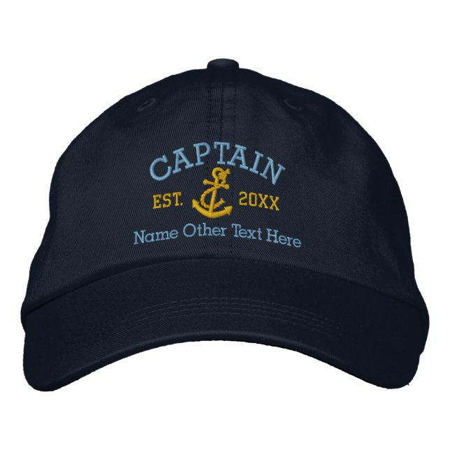 Captain With Anchor Personalized Embroidered Baseball Cap (Front)