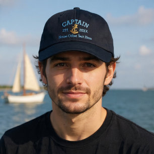 Captain With Anchor Personalized Embroidered Baseball Cap