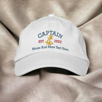 Captain With Anchor Personalized Embroidered Baseball Cap by Ricaso_Graphics at Zazzle