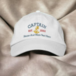 Captain With Anchor Personalized Embroidered Baseball Cap at Zazzle