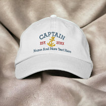 Captain With Anchor Personalized Embroidered Baseball Cap