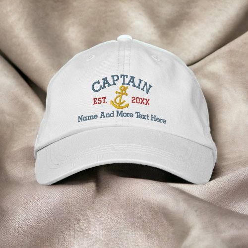Captain With Anchor Personalized Embroidered Baseball Cap