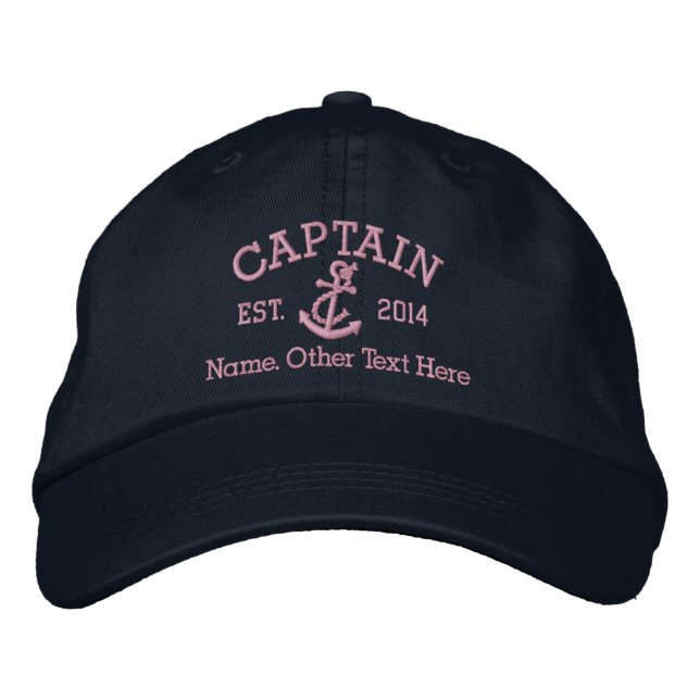 Captain With Anchor Personalized Embroidered Baseball Hat (Front)