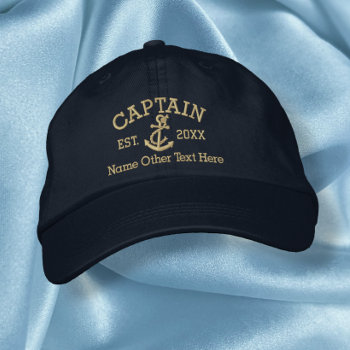 Captain With Anchor Personalized Embroidered Baseball Hat by Ricaso_Graphics at Zazzle