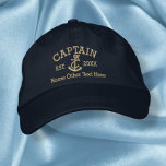 Captain With Anchor Personalized Embroidered Baseball Hat at Zazzle