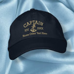 Captain With Anchor Personalized Embroidered Baseball Hat<br><div class="desc">Embroidered Captain cap .. ideal for sailors .. captain and rope and anchor personalized cap from Ricaso</div>