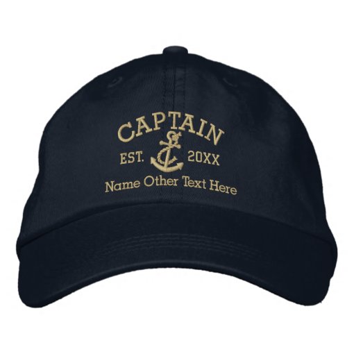 Captain With Anchor Personalized Embroidered Baseball Hat | Zazzle