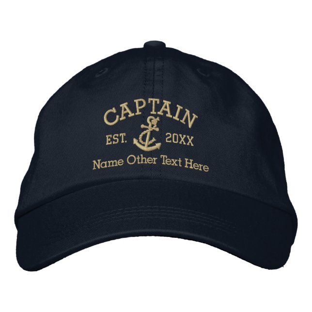 Captain With Anchor Personalized Embroidered Baseball Hat (Front)