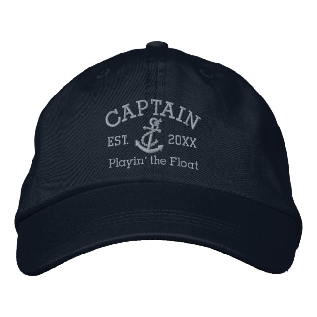Captain With Anchor Personalized Embroidered Embroidered Baseball Cap (Front)