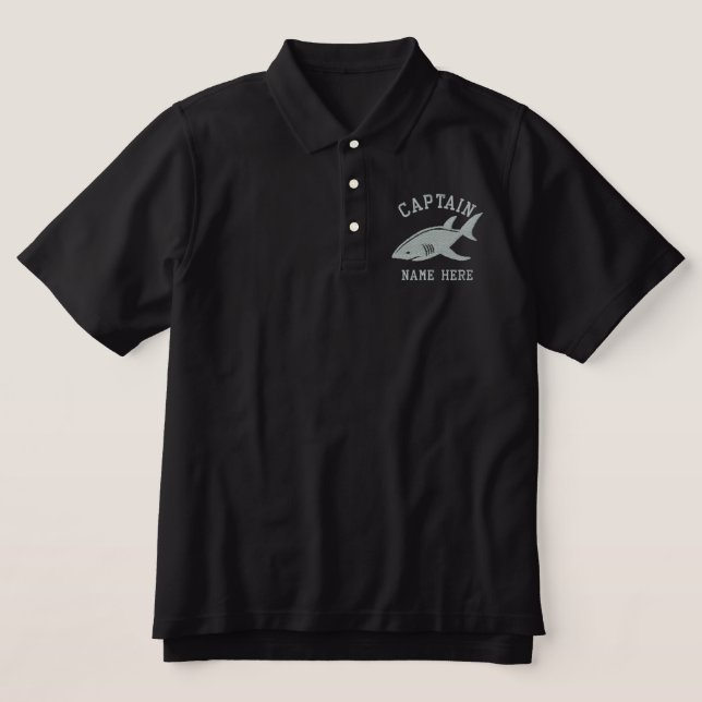 Captain - With Shark customizable Embroidered Polo Shirt (Design Front)