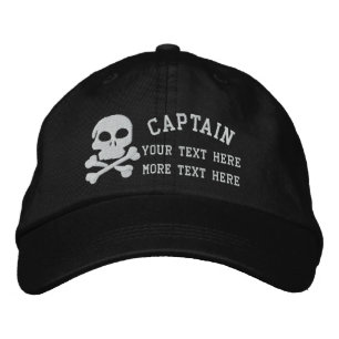 Captain With Skull And Cross Bones customizable Embroidered Baseball Hat