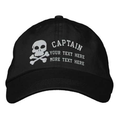 Captain With Skull And Cross Bones customizable Embroidered Baseball Hat