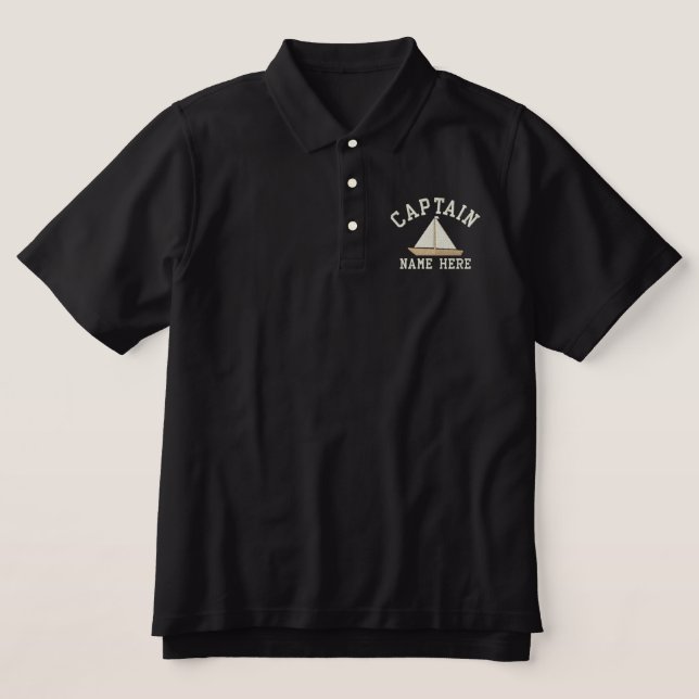 Captain - With Yacht customizable Embroidered Polo Shirt (Design Front)