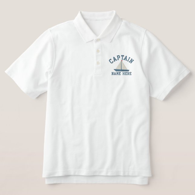 Captain - With Yacht customizable Embroidered Polo Shirt (Design Front)
