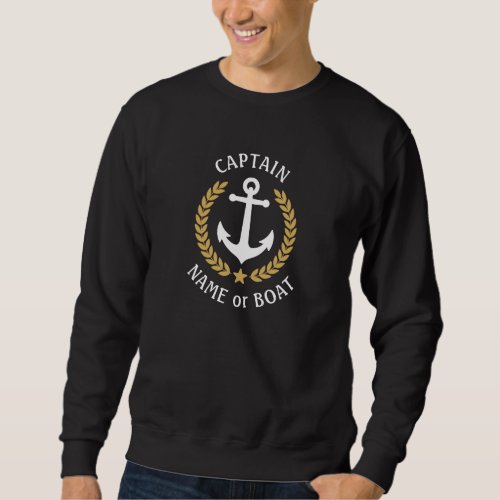 Captain Your Boat Name Anchor Gold Laurel Star Sweatshirt