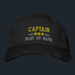 Captain Your Boat Name Nautical Stars Distressed Embroidered Baseball Cap<br><div class="desc">A personalized embroidered distressed style hat featuring your Captain rank or other title,  your Name or Boat Name and stars. Several cap and thread colors to choose from. Makes a great custom gift for Fathers day,  Mothers day or any occasion.</div>