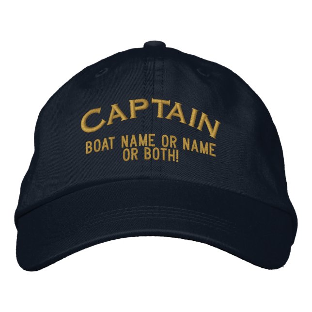 Captain Your Boat Name Your Name or Both! Embroidered Baseball Hat (Front)