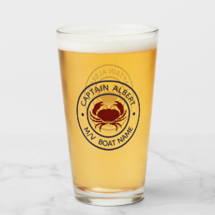 Captain Your Name Maroon Crab Emblem Tumber Glass