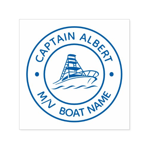 Captain Your Name Motor Boat Self Inking Stamp