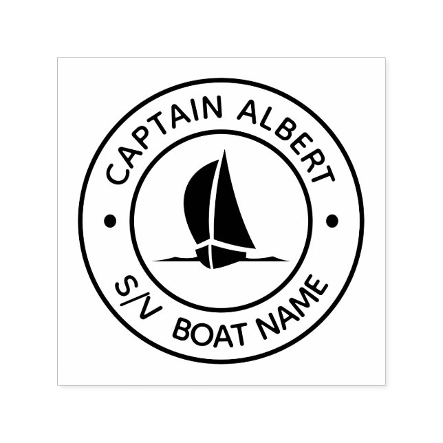 Captain Your Name Sailboat Self Inking Stamp (Design)