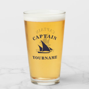 Captain Your Name Sailboat Tumbler Glass