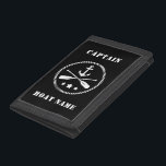 Captains Anchor & Oars Your Name or Boat Name Trifold Wallet<br><div class="desc">Captains Anchor & Oars With Your Custom Name or Boat Name On This Durable Nylon Trifold Wallet. Choose your background and border color to match your style. The Perfect gift for fathers day,  birthday or any occasion. Also makes a great conversation piece while protecting your valuables.</div>
