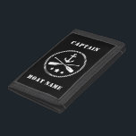 Captains Anchor & Oars Your Name or Boat Name Trifold Wallet<br><div class="desc">Captains Anchor & Oars With Your Custom Name or Boat Name On This Durable Nylon Trifold Wallet. Choose your background and border color to match your style. The Perfect gift for fathers day,  birthday or any occasion. Also makes a great conversation piece while protecting your valuables.</div>