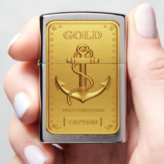 Captain's Anchor Silver Bullion Zippo Lighter (In Hand)